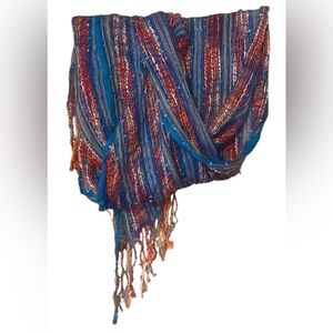 Colorful Striped Fringe Scarf